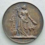 Die Göttin der Fruchtbarkeit, Demeter, auf der Rückseite einer Medaille zum Gartenbau